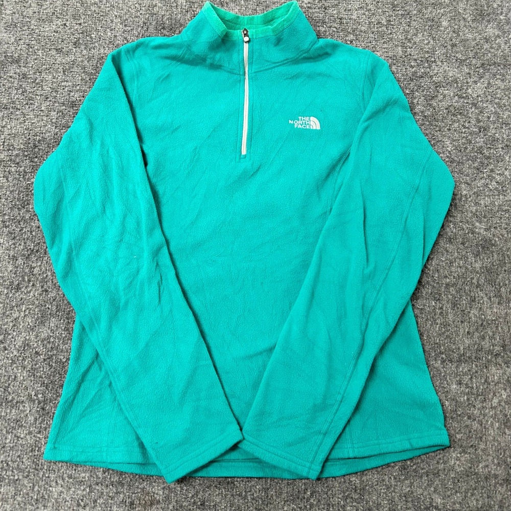 The North Face Fleece Womens Size M Teal Green Quarter Zip Pullover Lightweight